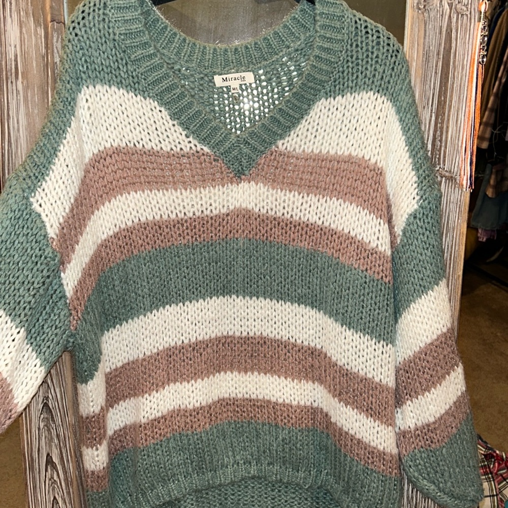 Size M/L  Miracle USA striped sweater